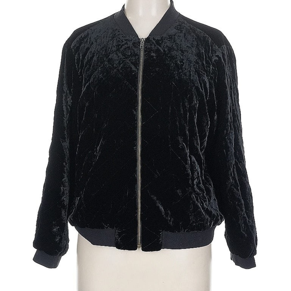 Like New Johnny Was Quilted Velvet Bomber Jacket